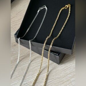 Elegant Gold and Sterling Silver Chain Necklace Set